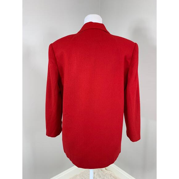 Vintage 90s Red Wool Blazer Fall Winter Christmas Retro Holiday Party Preppy - Picture 5 of 9